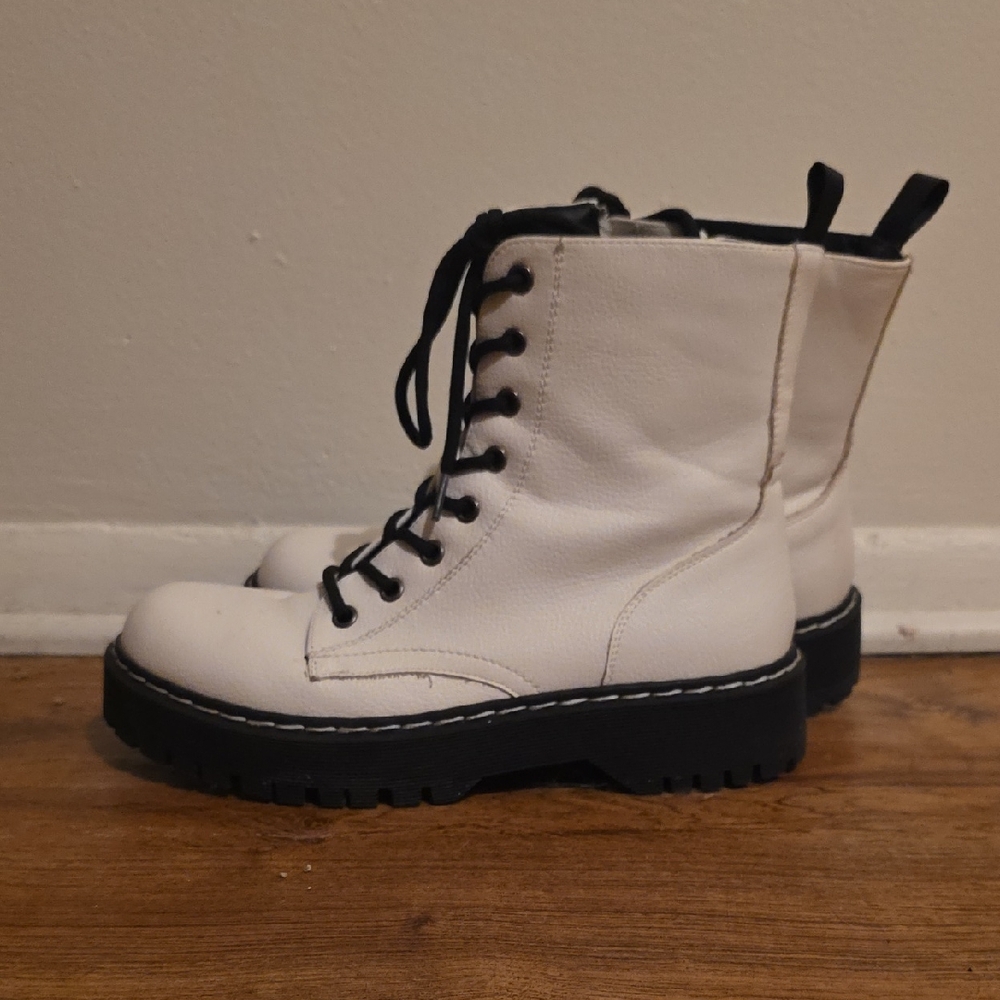 Sincerely Jules White Combat Boots